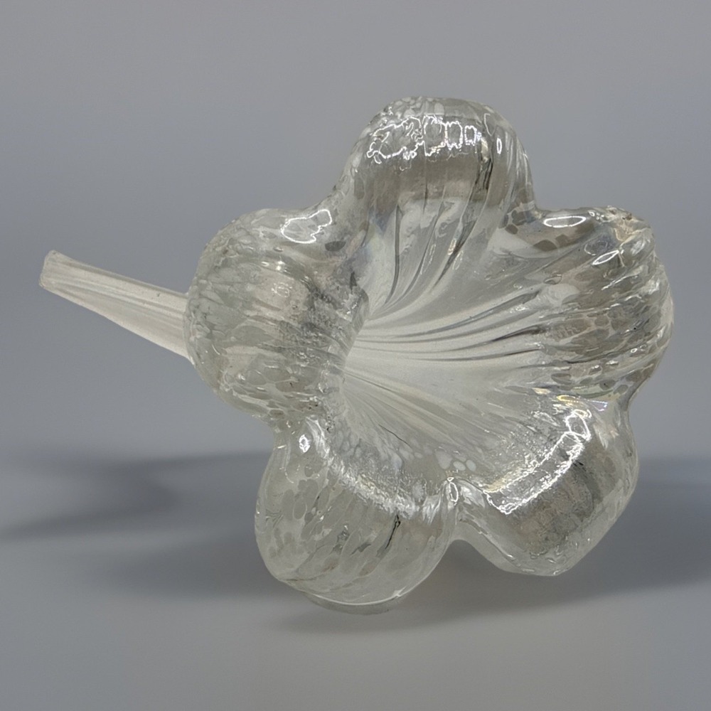 Hand Blown Clear Glass Flower Stem Lily Bud Vase Tabletop 8.5" Or Epergne Place